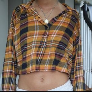 Urban Outfitters Blue and Orange Plaid Long Sleeve